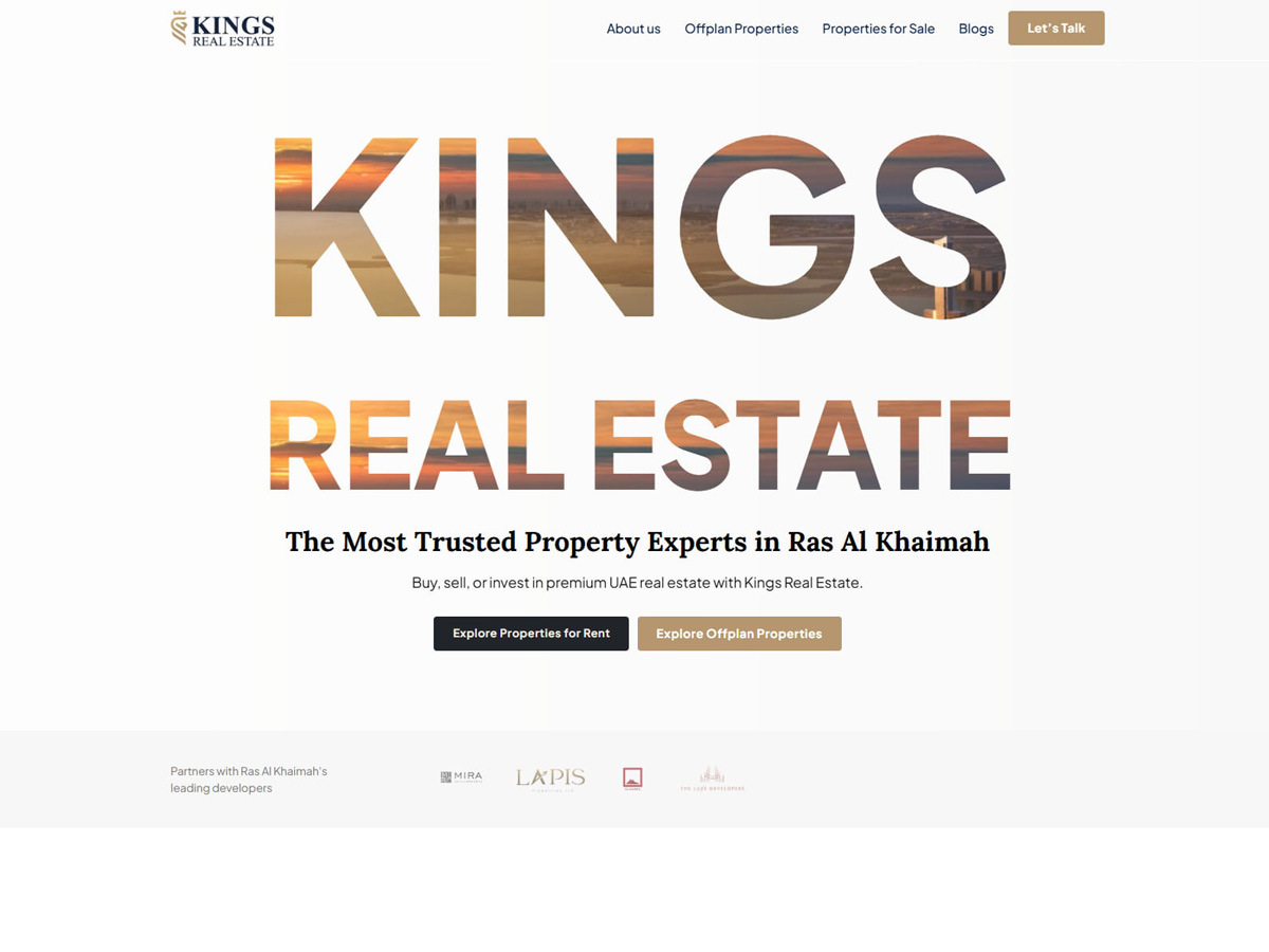 Screenshot preview of the Kings Real Estate website