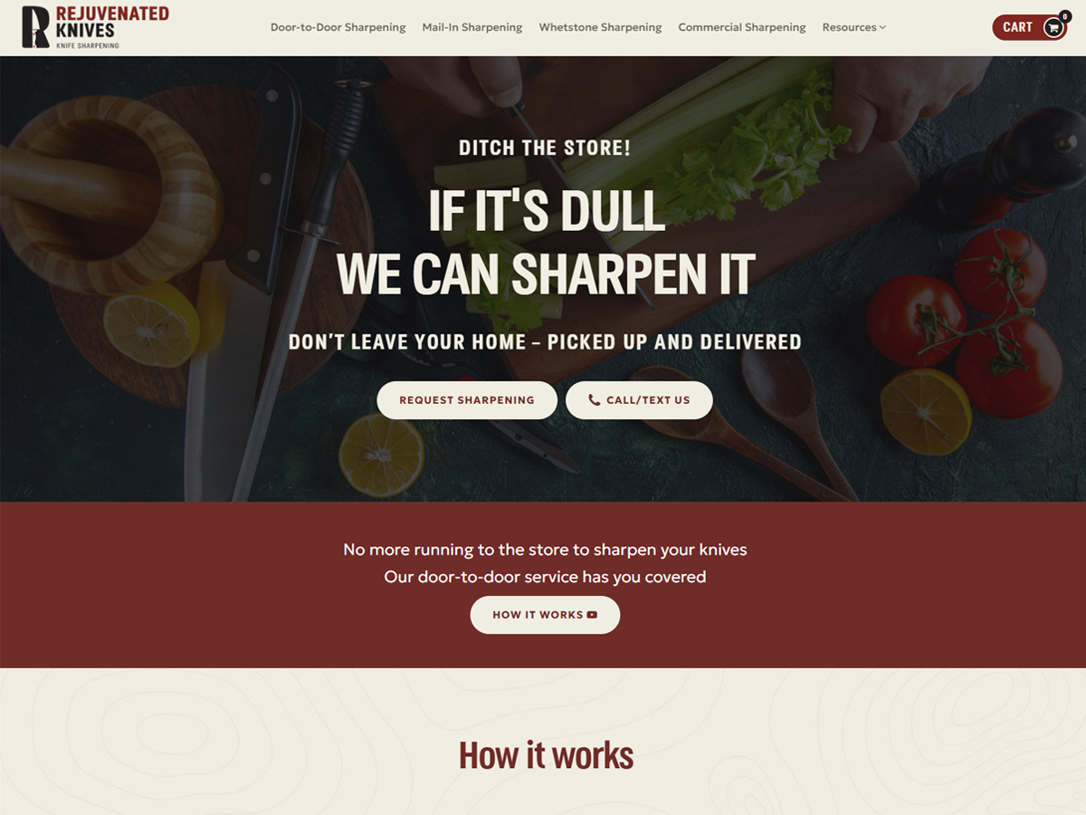 Screenshot preview of the Rejuvenated Knives website