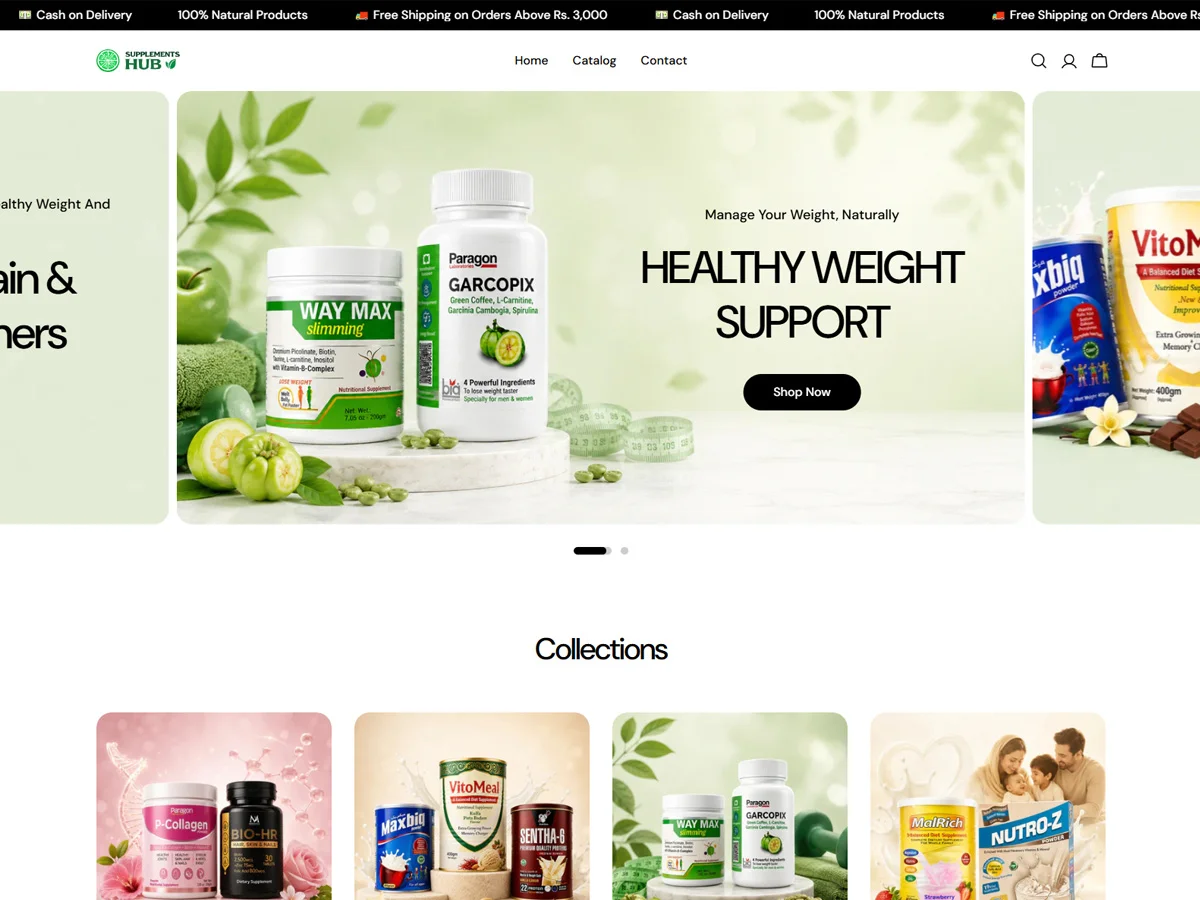 Screenshot preview of SupplementsHub Pakistan Shopify store