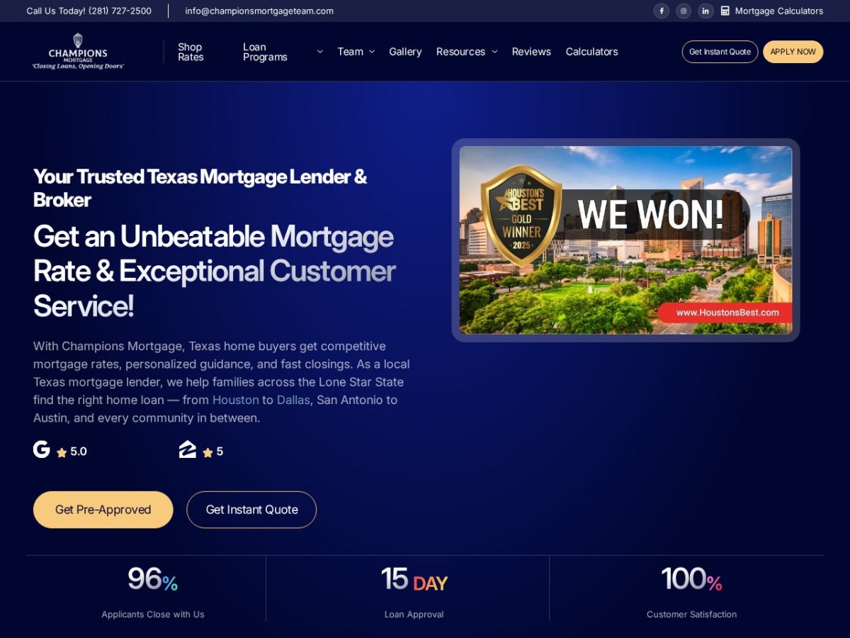 Screenshot preview for Champions Mortgage Team