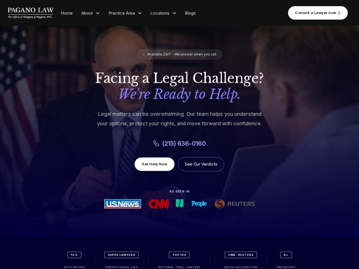 Screenshot preview for Pagano Law Screenshot preview for Pagano Law